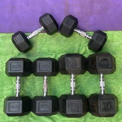 SET OF RUBBER DUMBBELLS (PAIRS OF) : 30s  50s  70s      •  WIll Sell Separately  • 