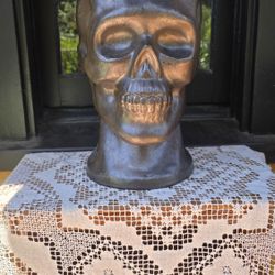 Halloween Skull Planter Ceramic 