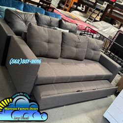 Sofa Couch New Pullout Bed Nuevo Grey 