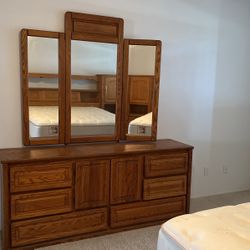 Dresser With Mirror And Head Board With Night Stands 