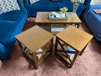 3 pcs living room table set, coffee table with 2 corner tables