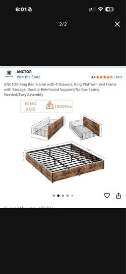 King Bed Frame With Drawers