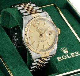 1985 Rolex Datejust Ref. 16013 36mm Two-Tone Champagne Dial Men's Watch