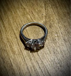 Silver Three-Stone CZ Ring
