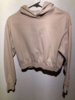 Cropped Hoodie Sweatshirt Beige