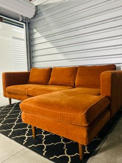 Modern Burnt Orange Sectional Couch (Free Delivery)
