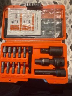 15PCS Long Multi Spline Bolt Screw Extractor Set, Professional CR-MO Easy Out Extractor Kit, 1/4" Hex Reach Design for Tight & Deep Spaces, Removes St