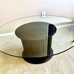 Bombay Company Wood Column Glass Top Coffee Table 