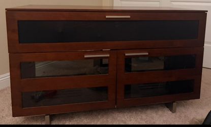 Walnut Console with Glass Doors $65 OBO