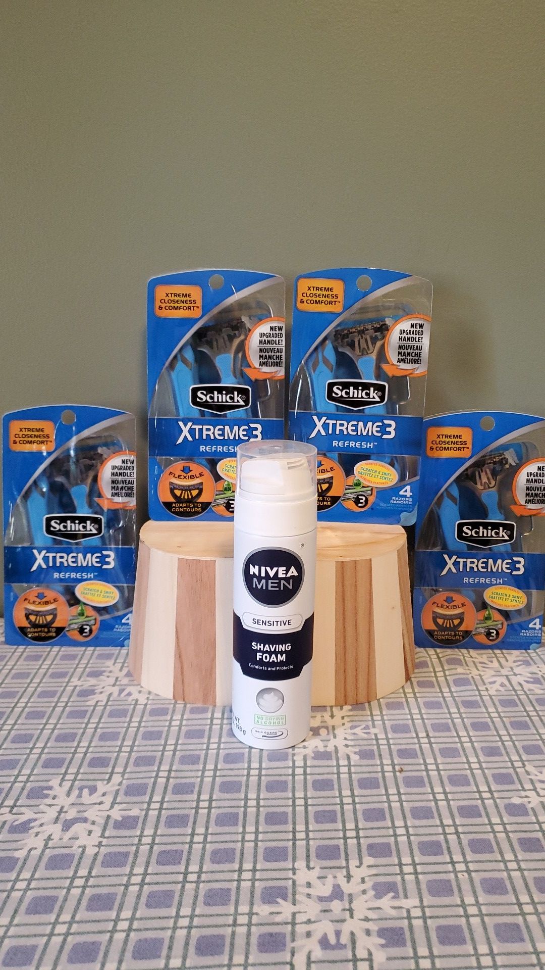 Schick Xtreme 3 razors and Nivea sensitive shaving foam
