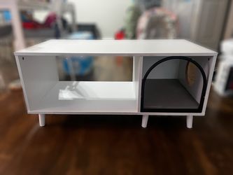 White Coffee Table w/ Cat Enclosure