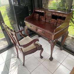 Beautiful Ornate Desk And Chair For Sale