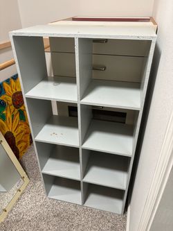 Grey light blue Cube Cubby Bookshelf Unit