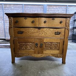Beautiful Antique Wooden Dresser Sideboard Vanity Buffet Bar Cart