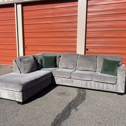 Very Comfortable Ashley Gray Sectional Sofa Couch with left facing Chaise