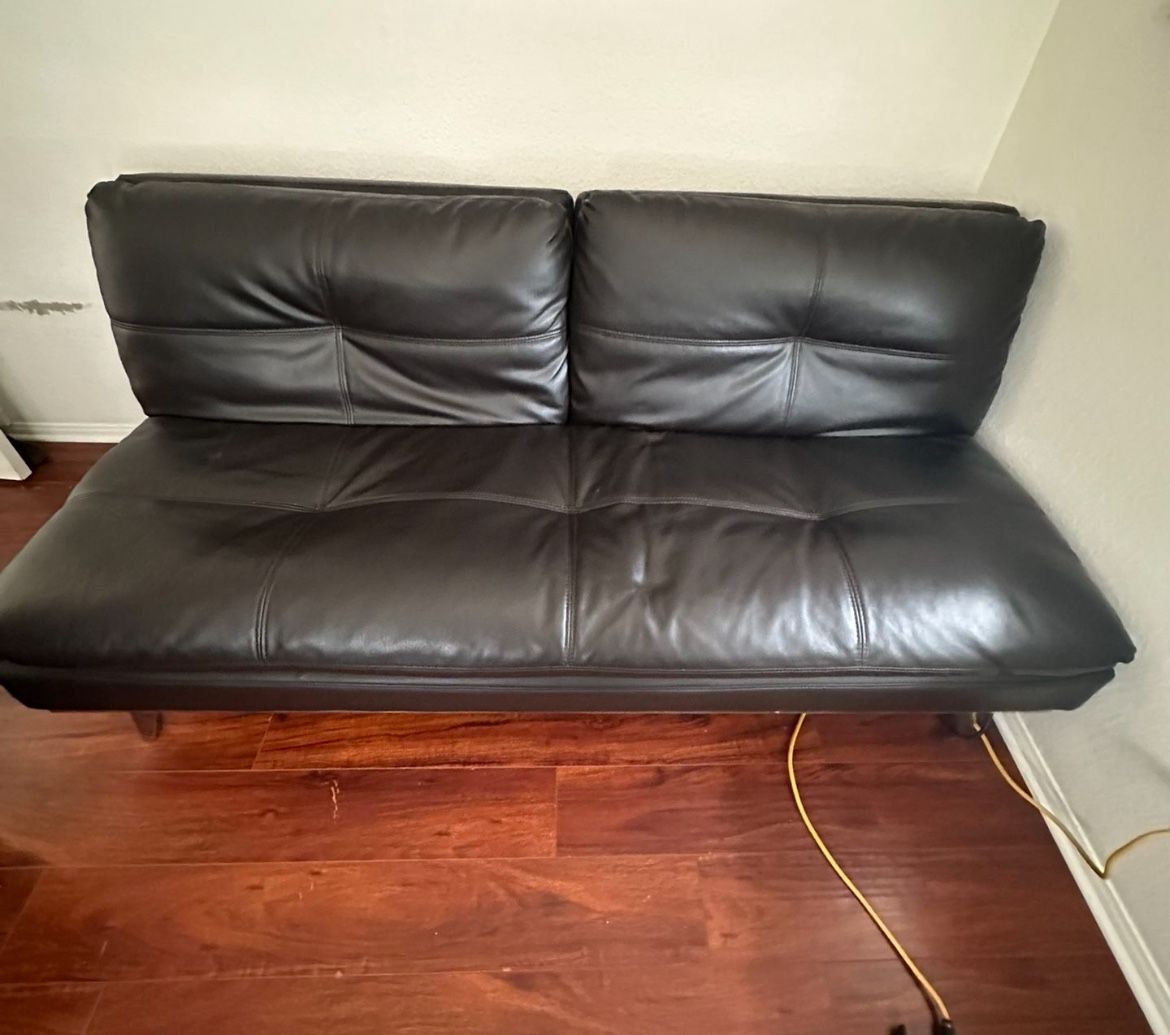 Leather Lounge Couch / Bed