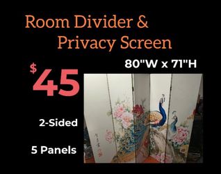2-Sided, 5-Panel Room Divider & Privacy Screen