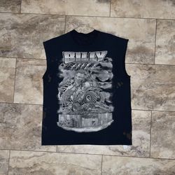 Billy Hill Junkyard Monster Truck Sleeveless T-Shirt Distressed Bleached Black Cotton USA - RARE - Size Large