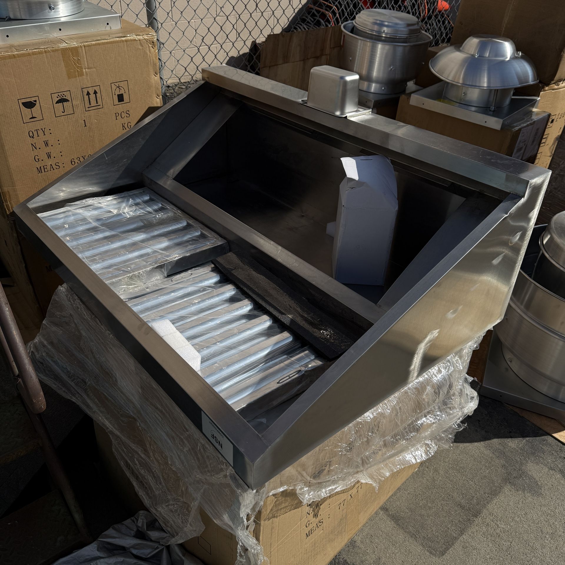 Commercial Exhaust Hood 8 FT Stainless Steel Concession Trailer Hood with 4 Removable Hood Filters(No Motor), Grease Cup and Hood Light, Rust Resistan