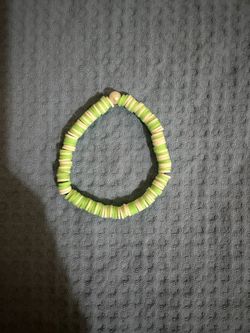 Mint Green and White Clay Bead Bracelet