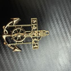 Gold Jesus Anchor Pendant 