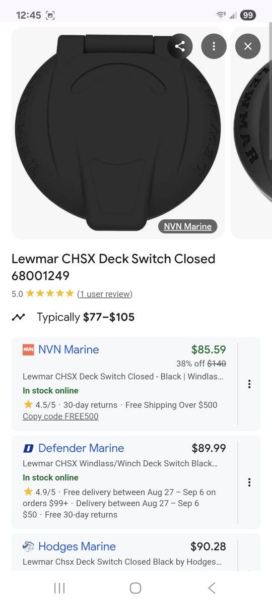 Lewmar Windlass Deck Switches (New)