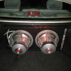 2 12" Alpine Type R Subwoofers In Bassworx Wedge Back Ported Box