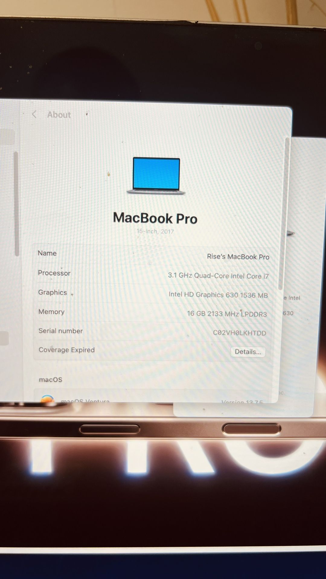 MacBook Pro 15” (2017) - i7 / 16GB RAM / 500GB SSD - Clean & Ready!