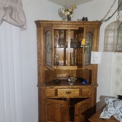 Oak Hutch. Corner Unit. Solid Wood. Clasic