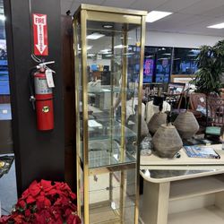 Mastercraft Mid Century Brass and Glass Cabinet - 17” x 13” x 75” - Originally $1750
