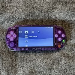 Transparent Purple PSP 3000 With Games 