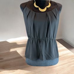 Naked Zebra Women’s Frill Blouse with Knotted Straps in Black Size Medium