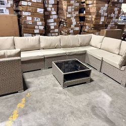 9 piece Wicker Patio Furniture Set,