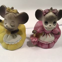 2 Mice Wearing Fancy Dresses & Bloomers - Vintage 1970’s