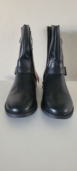 Black Leather Ankle Boots with Buckle Strap size 13M