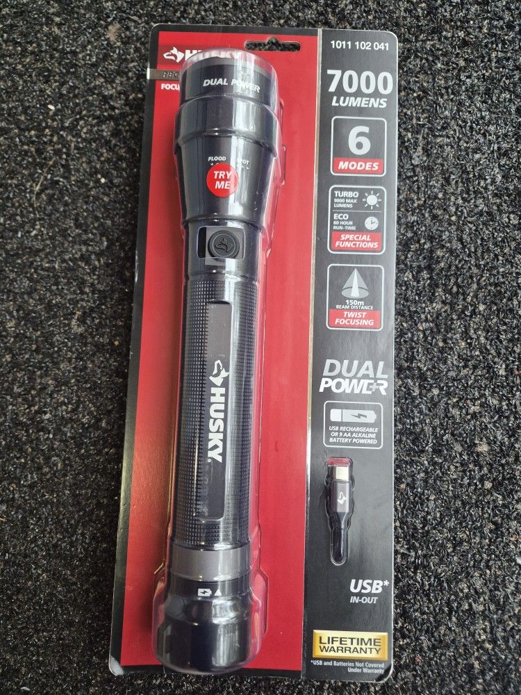 7k Lumens Rechargeable Flashlight.