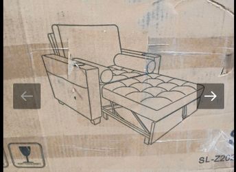 beigeCorduroy Convertible Sleeper Chair with Cup Holder and USB