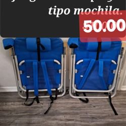 Juego de sillas de playa tipo mochila para niños