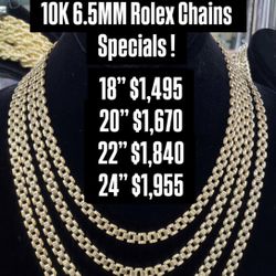 10K 6.5MM  Rolex Chain Yellow Gold 