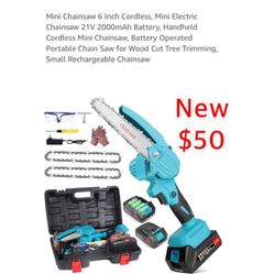 New Mini Chainsaw 6 Inch Cordless, Mini Electric Chainsaw 21V Battery, Handheld Cordless Mini Chainsaw, Battery Operated Portable Chain Saw $50