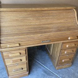 Classic Oak Roll Top Desk