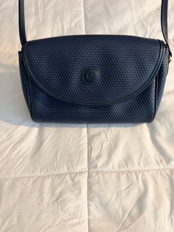 Navy Blue Embossed Leather Crossbody Bag