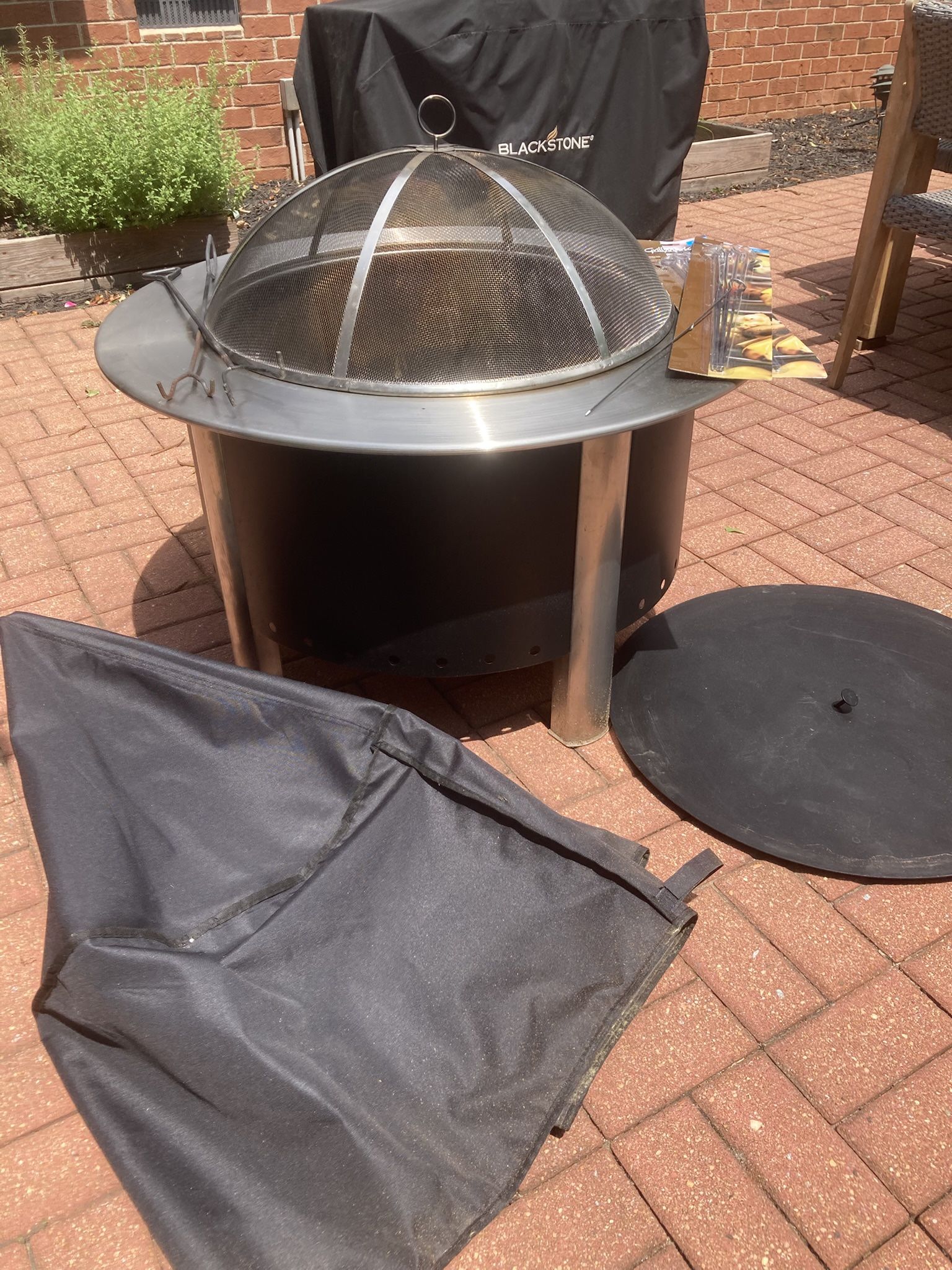 Smokeless Fire Pit with Skewers, Grill, and Stokers