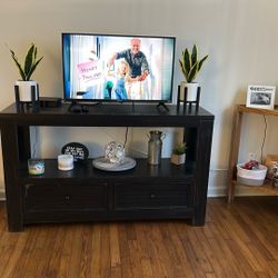 dark wooden brown credenza 