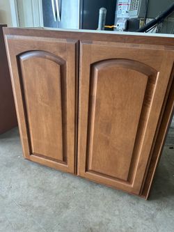 2 Maple Wood Wall Cabinets (Autumn Finish) – $50 for Both!