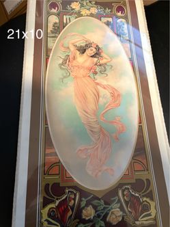 Four seasons Summer Vintage Art Nouveau Style Print 21x10