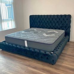 Velvet Black Platform bed frame King and Queen size