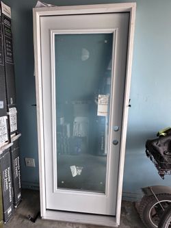 Masonite 32x80 Full Lite Clear Glass Steel Front Door / Puerta Exterior Masonite de Acero con Vidrio Completo