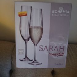 Crystal Bohemia Sarah Waterfall Champagne Flutes 