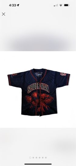 2002 Spider-Man Navy And Red Baseball Jersey Size L